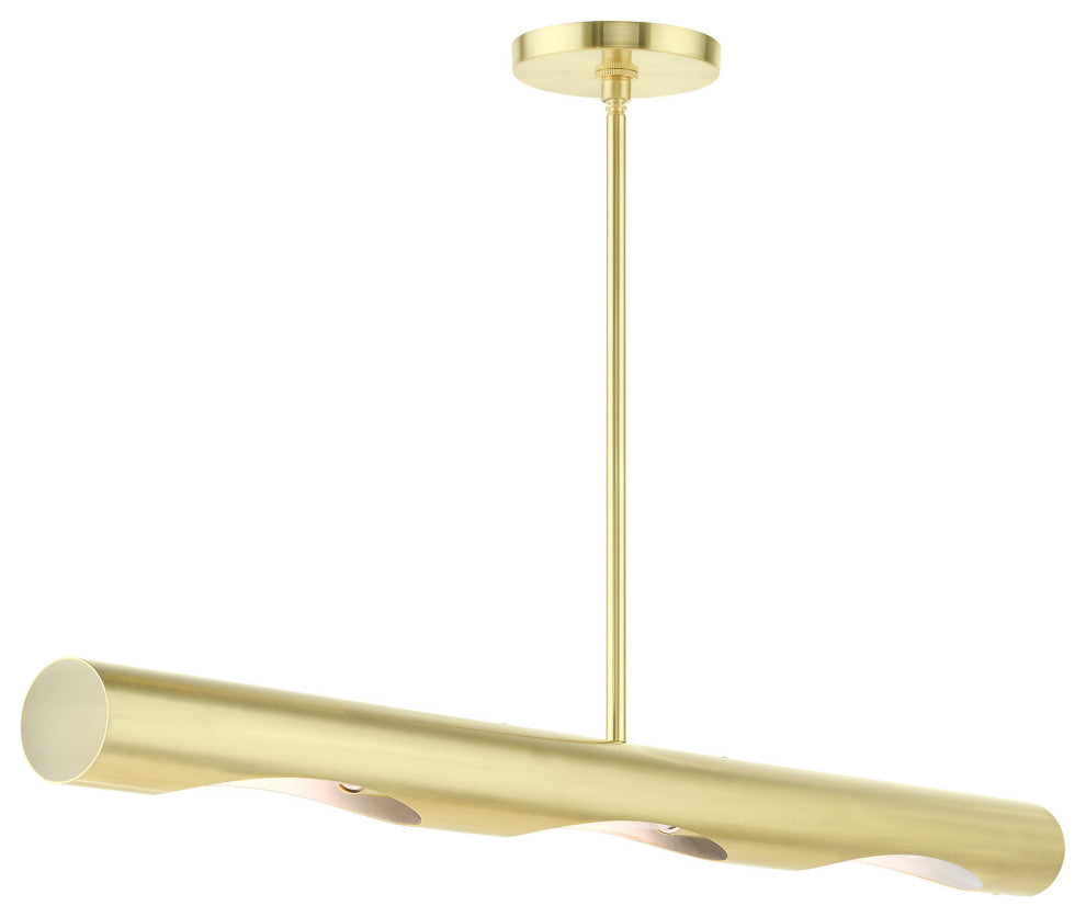 Satin Brass Contemporary, Minimal, Industrial, Urban, Sleek Linear Chandelier