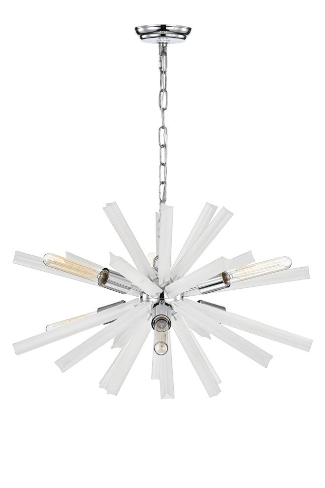 Everleigh 6-Light Chrome Sputnik Chandelier with Frosted Glass Prisms Glam