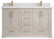 Boston 60" Double Bathroom Vanity in Fine Grain 2" Calacatta Laza