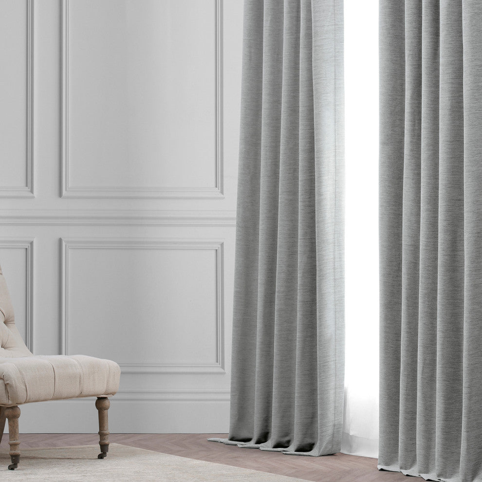 Bellino Blackout Room Darkening Curtain Single Panel, Vista Gray, 50"x96"