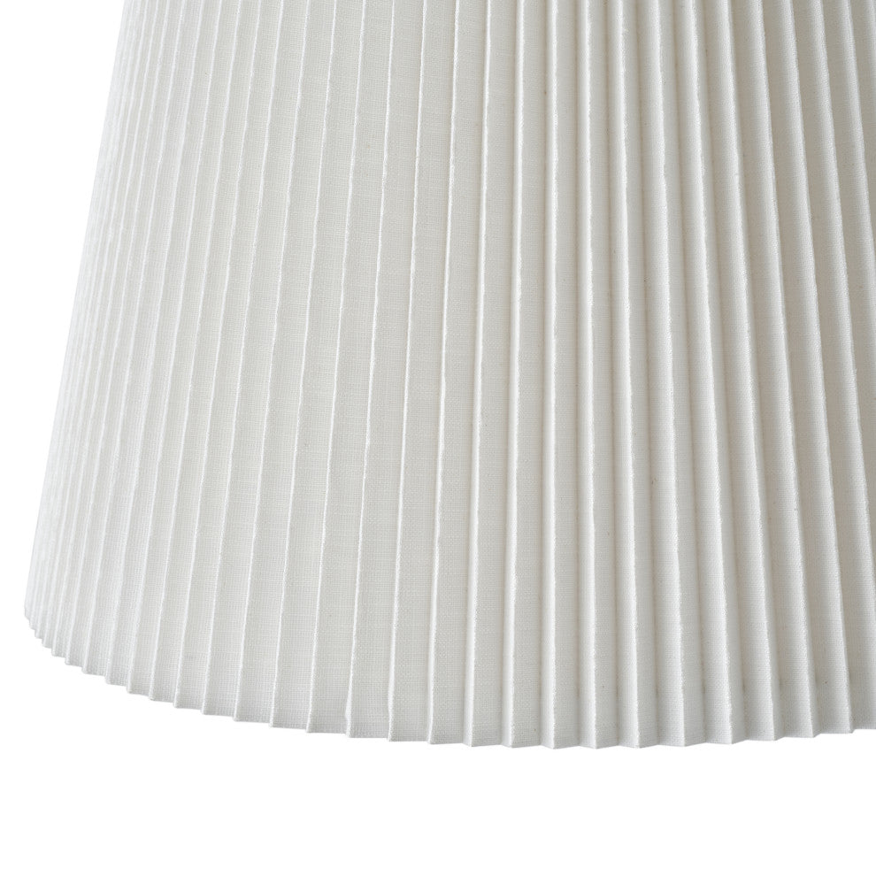 Modern Brass Pendant Lighting With Off-White Pleated Fabric Shade