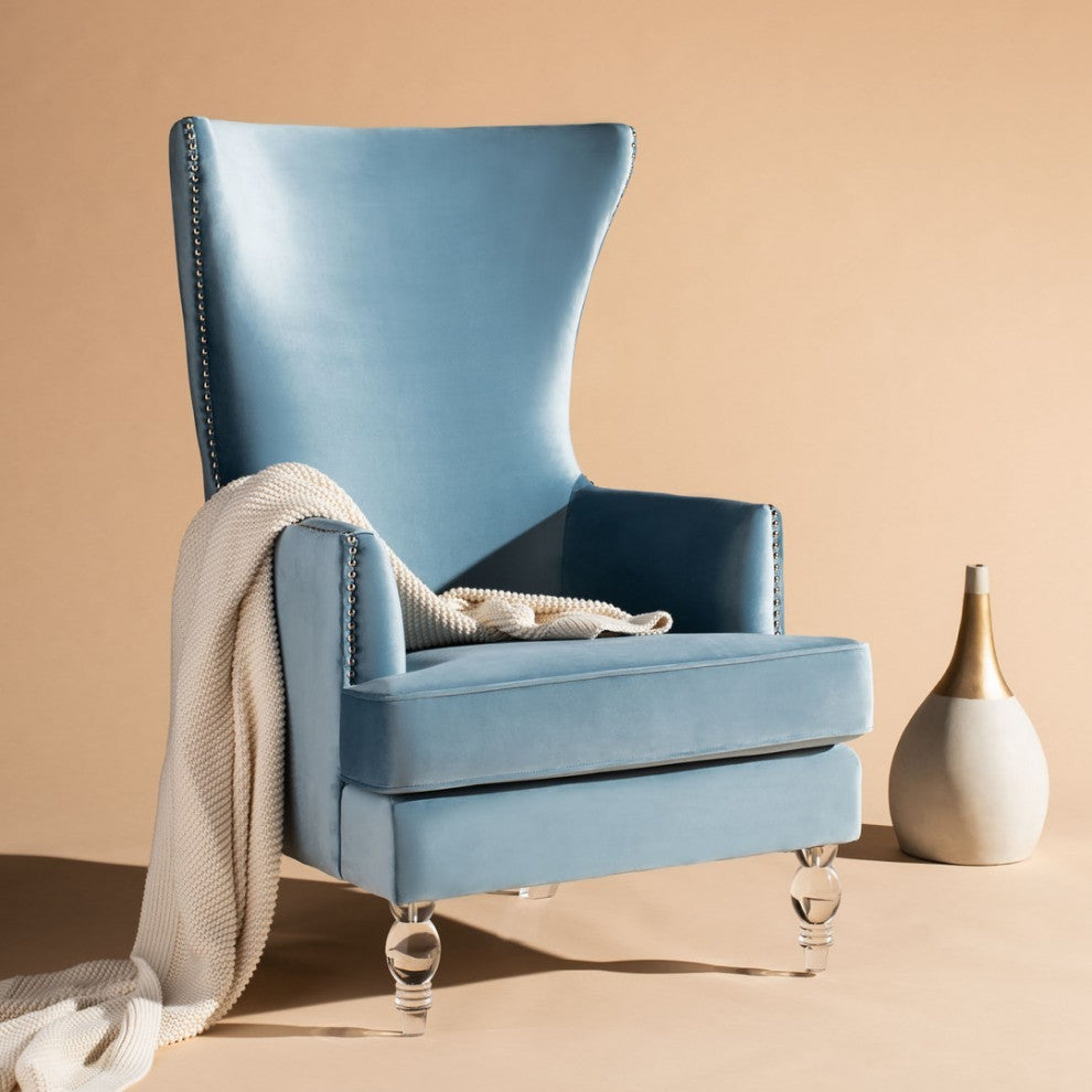 Safavieh Couture Geode Modern Wingback Chair, Light Blue