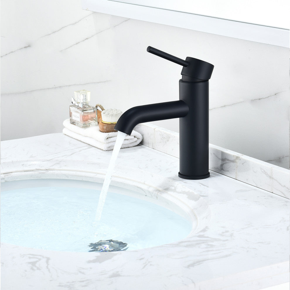 Tubize Single Hole Single-Handle Bathroom Faucet, Matte Black