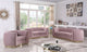 Julian Velvet Upholstered Loveseat, Pink, Gold Base
