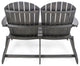 GDF Studio Vivian Outdoor Acacia Wood Adirondack Loveseat, Dark Gray