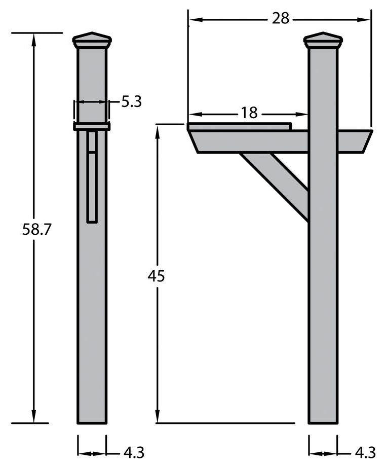 Hazleton Mailbox Post, Harbor Gray