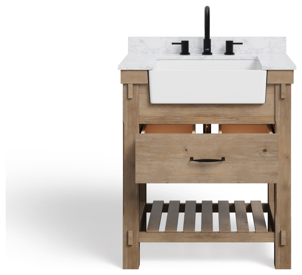 Bosque Bath Vanity, Weathered Fir, 30", Single Sink, Farmhouse, Freestanding