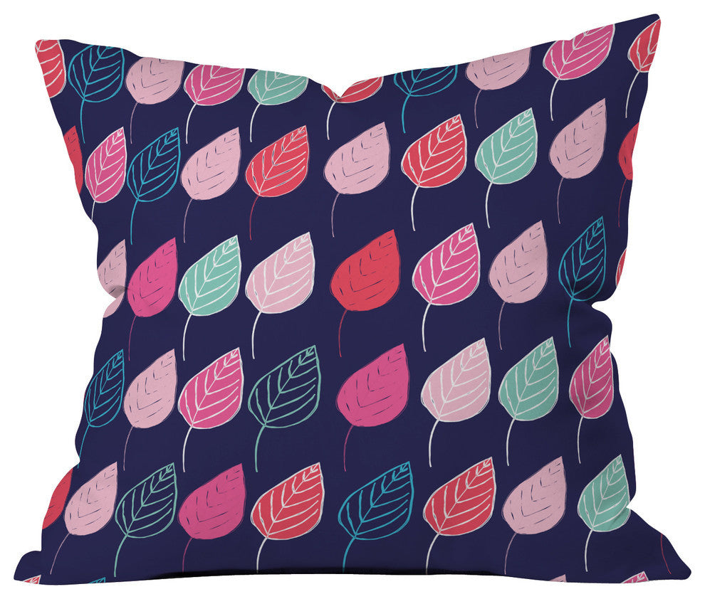 Ali Benyon Happy Leaves Outdoor Throw Pillow