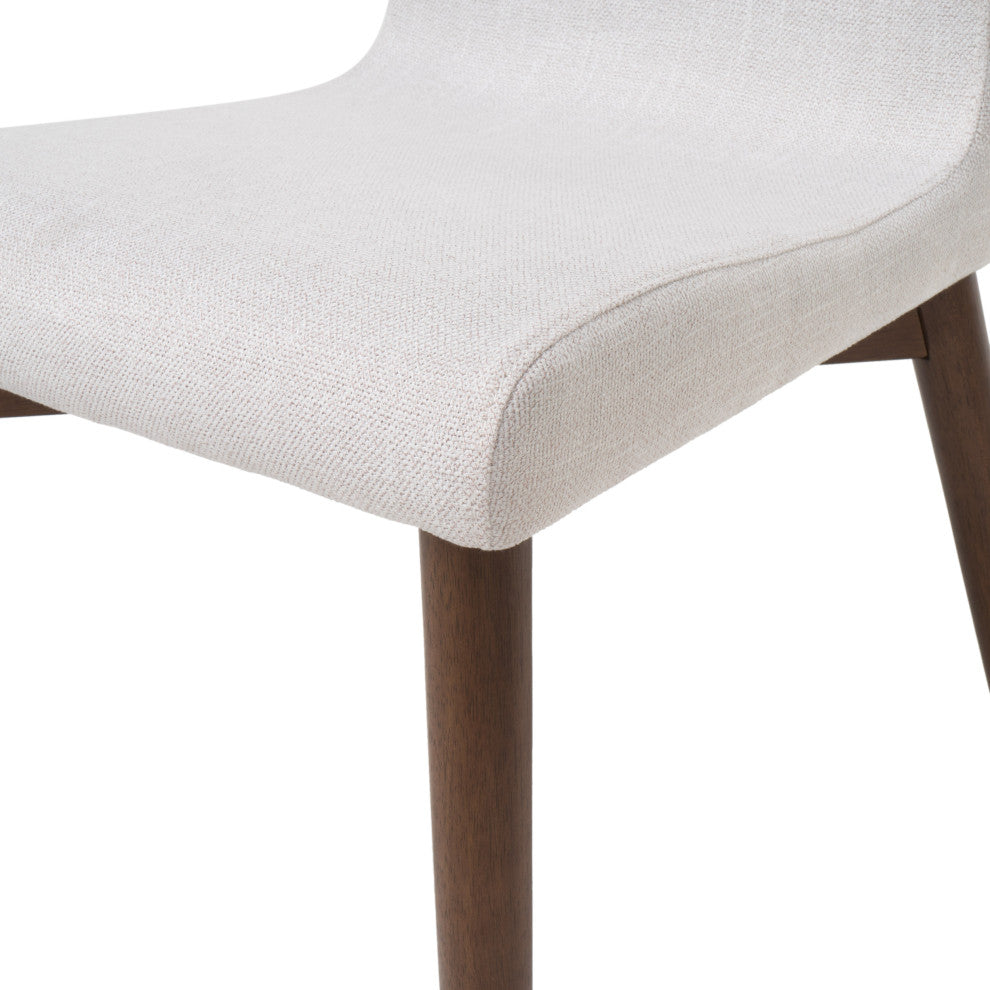 GDF Studio Katherine Fabric Seat and Wood Finish Dining Chairs, Set of 2, Beige/Walnut