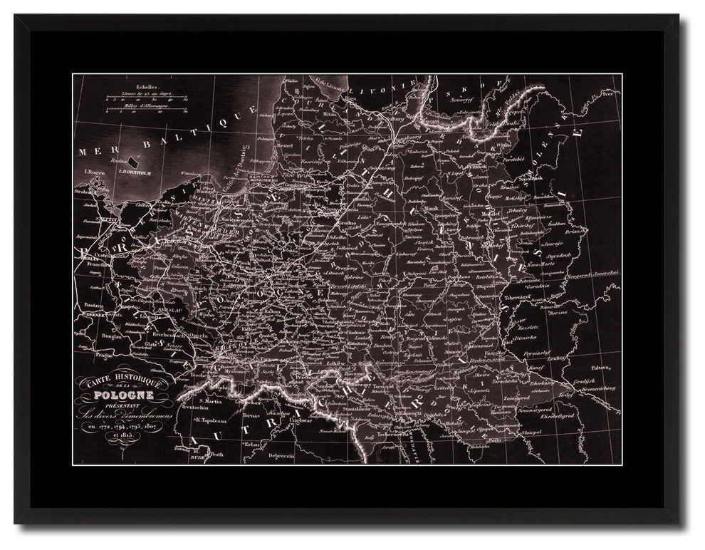 Poland Prussia Germany Vintage Vivid Sepia Map Canvas, 28"x37"