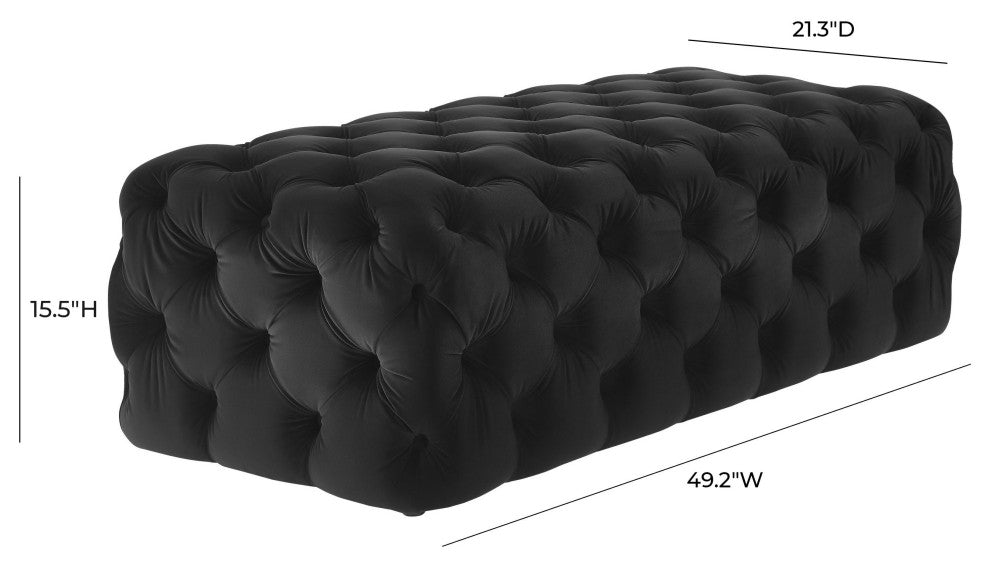 Kaylee Black Velvet Ottoman