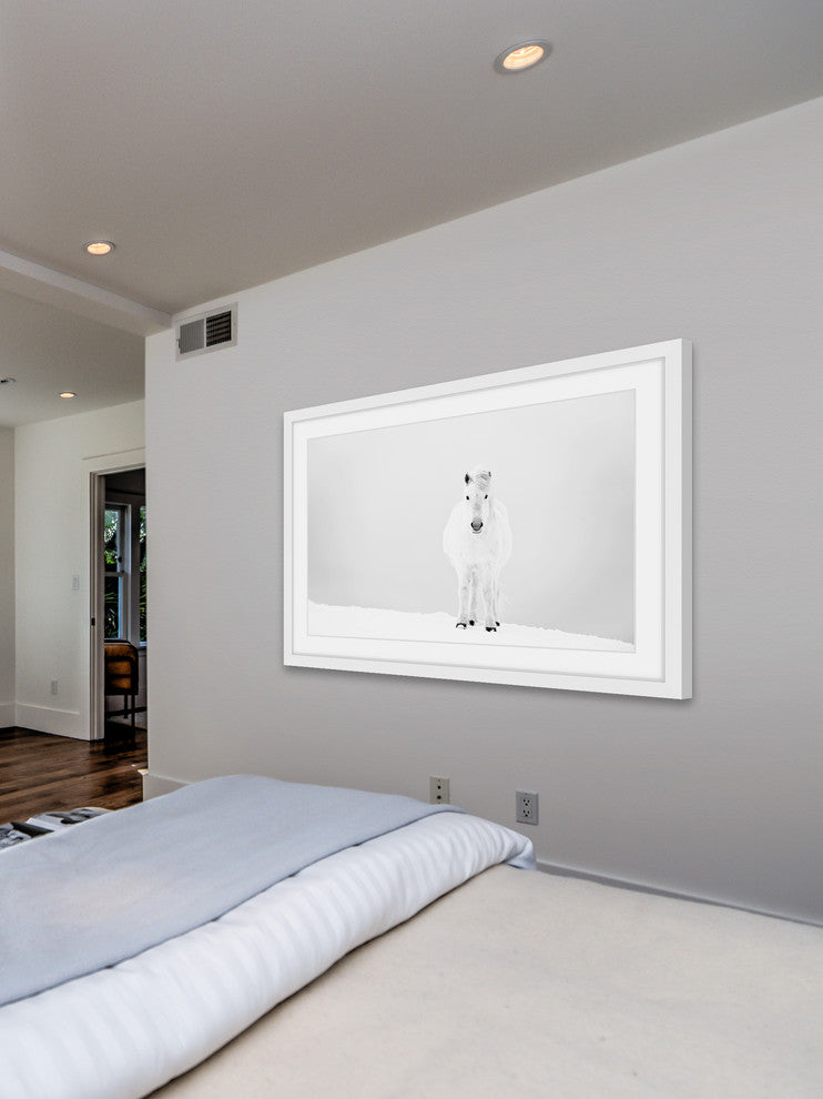 Marmont Hill, "Snowy White Horse" Framed Painting Print, 30x20