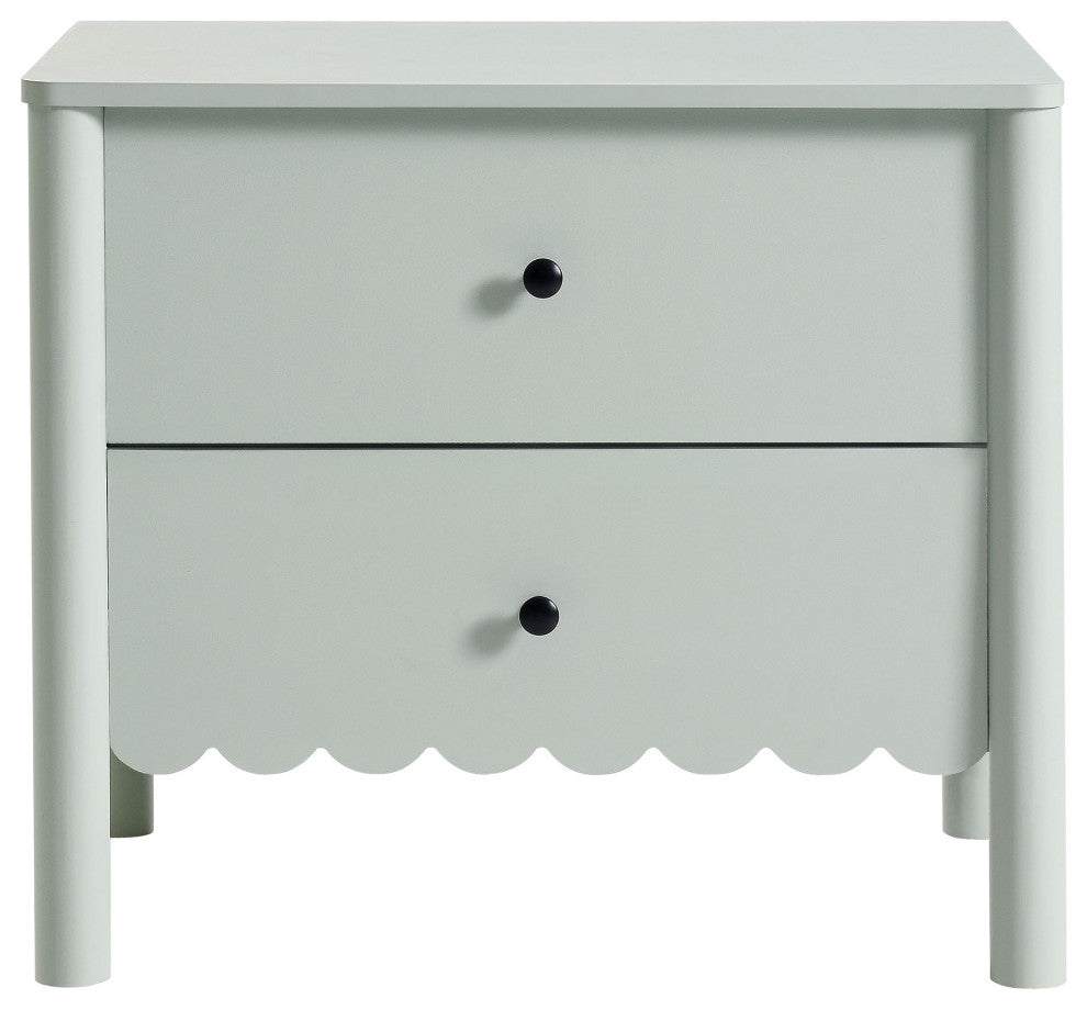 Emmeline Scalloped 2-Drawer Nightstand, Sage