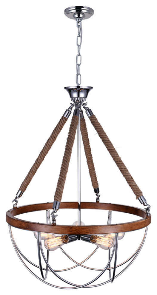 Parana 5 Light Down Chandelier With Chrome Finish