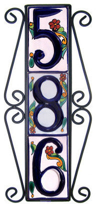 Wrought Iron Vertical House Number Frame Colonial 3