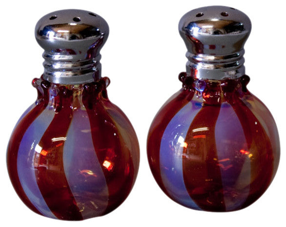 Mini Stripe Red Salt and Pepper Shaker Set