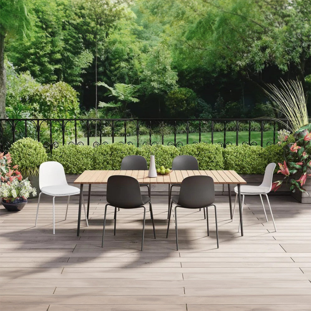 Set of 4 Stackable Dining Stacking Chairs With Padded Seat Faux Leather Metal, White