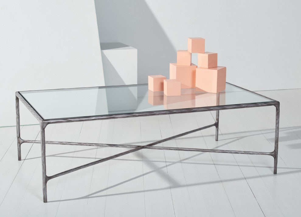 Safavieh Couture Jessa Rectangle Metal Coffee Table, Silver