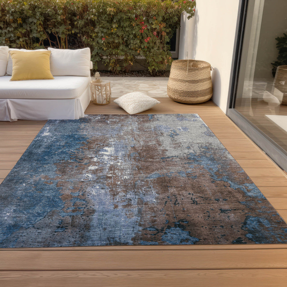 Machine Washable Indoor/Outdoor Chantille ACN1870 Coffee 5' x 7'6" Rug