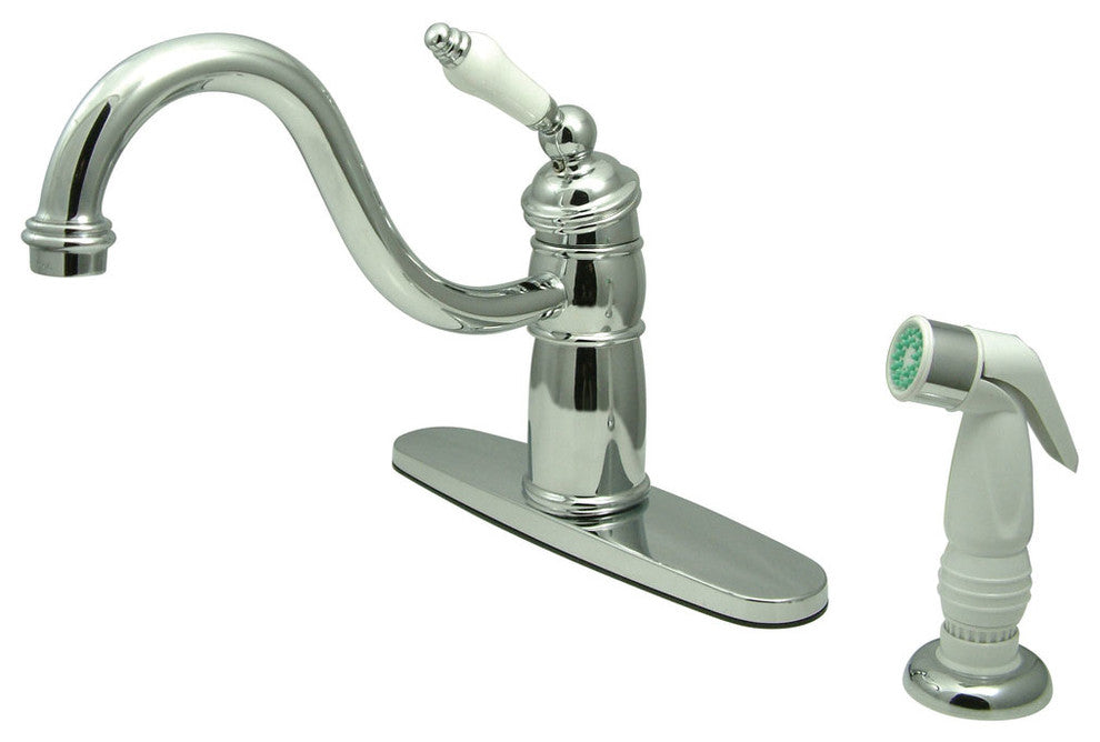Victorian Single Handle Kitchen Faucet With Non-Metallic Sprayer