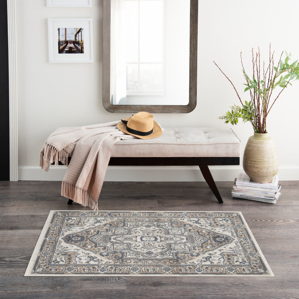 Nourison Quarry 2'2" x 3'9" Ivory Taupe Vintage Indoor Rug