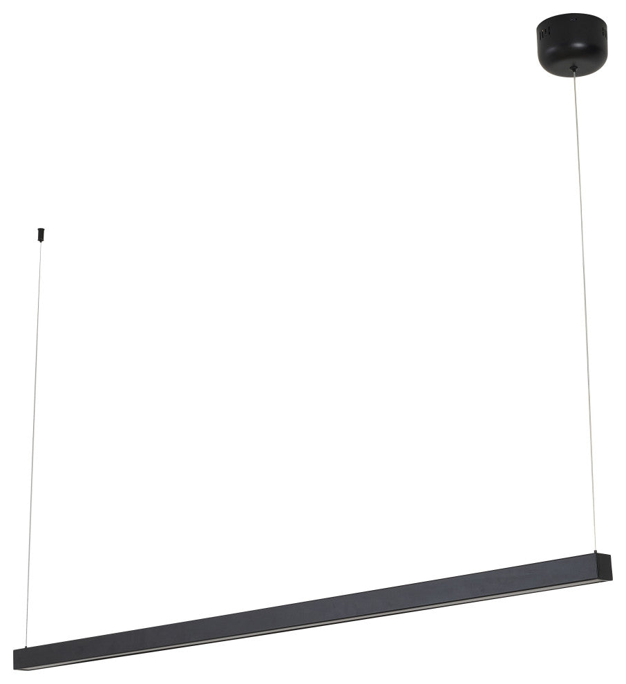 1-Light Matte Black LED Chandelier With A White Acrylic Diffuser