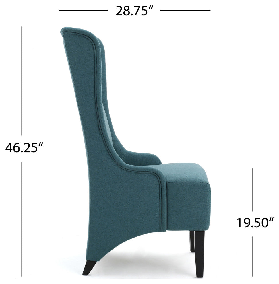GDF Studio Sheldon Traditional Design High Back Fabric Dining Chair, Teal