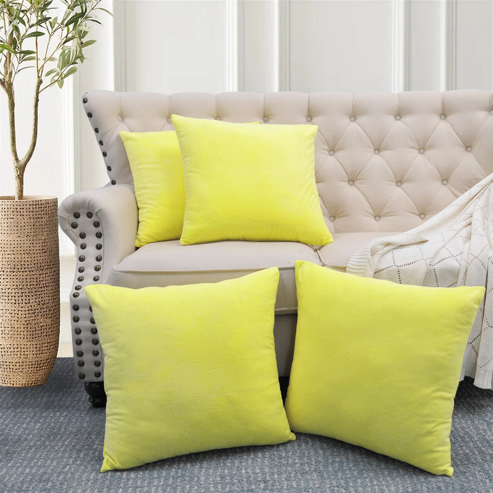 Supersoft Throw Pillow Cover 4 Piece Set, Butter Cup