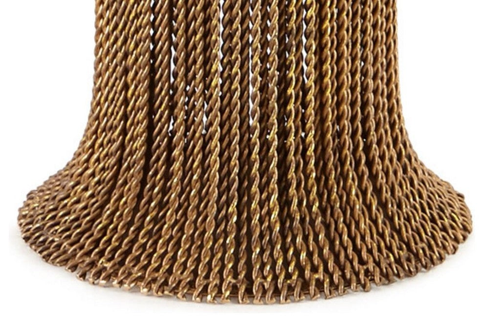 Wrought Iron Antique-Style Gold Tassel Table, White Marble Top
