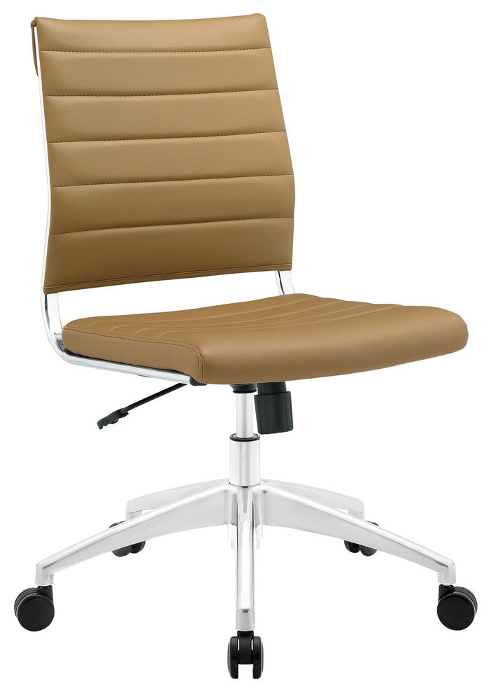 Modern Contemporary Office Chair, Brown Faux Leather