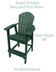 Phat Tommy Tall Adirondack Chairs Set of 2, Poly Outdoor Bar Stool Chairs, Hunter Green