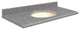 Quartz 49"x19" Vanity Top, Single Faucet Hole, Urban Grey, Biscuit Bowl