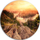 Vintage Mountain Sunrise, Landscape Photo Disc Metal Wall Art, 23"
