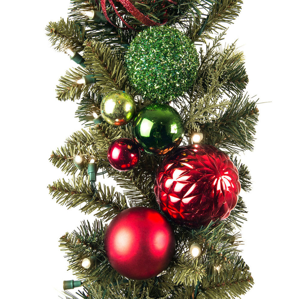 9' Artificial Christmas Garland with Lights, Festive Holiday