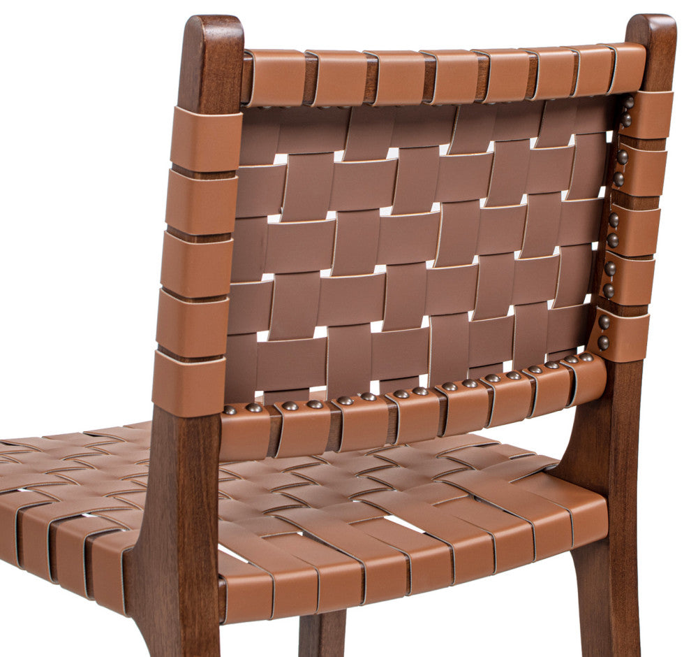 Andre 26" Woven Faux Leather Counter Stool, Pecan Brown