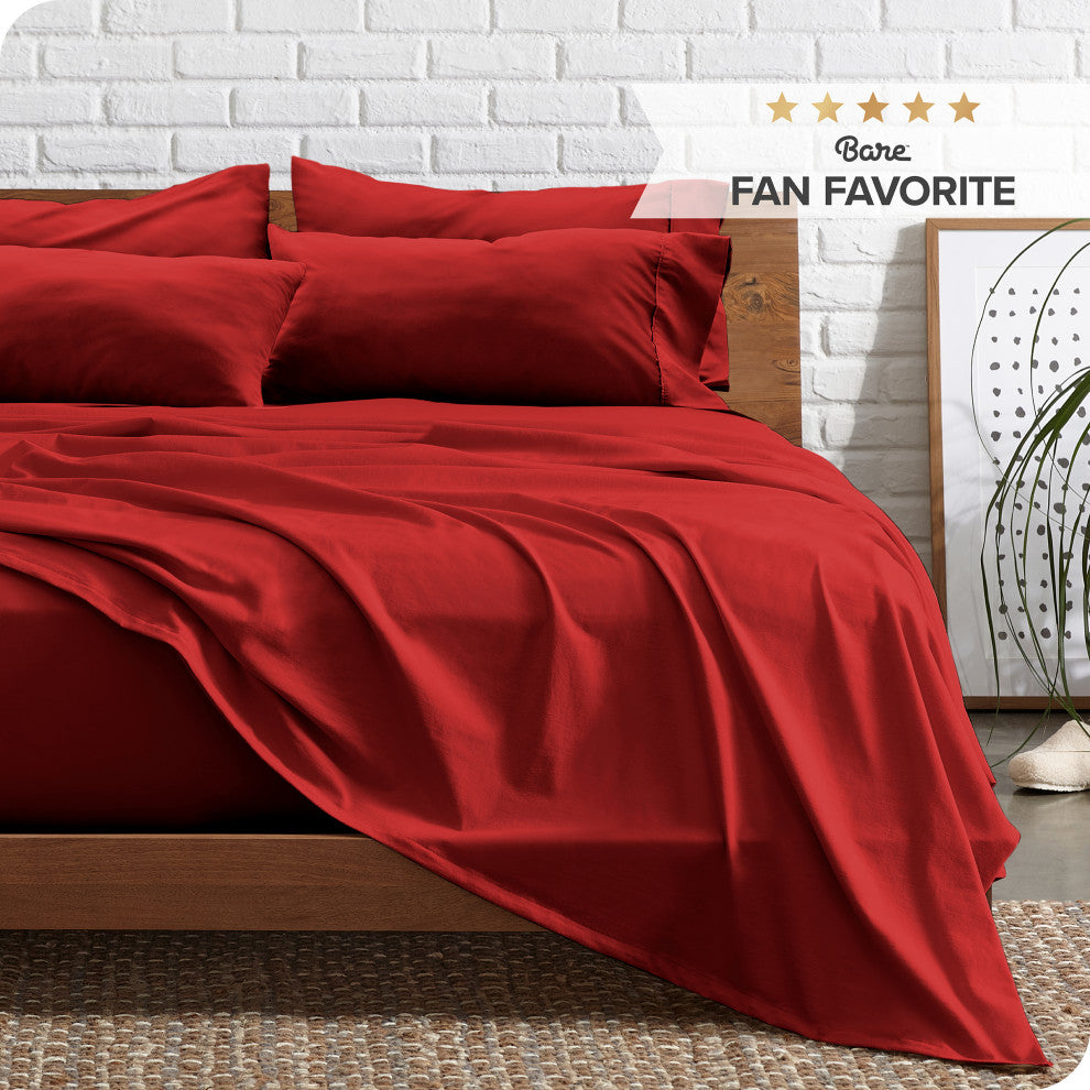 Bare Home 6-Piece Microfiber Sheet Set, Red, Full