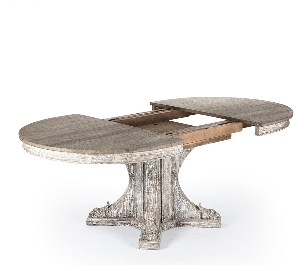Terrell Dining Table, Weathered Top, Distressed Gray Washed Based