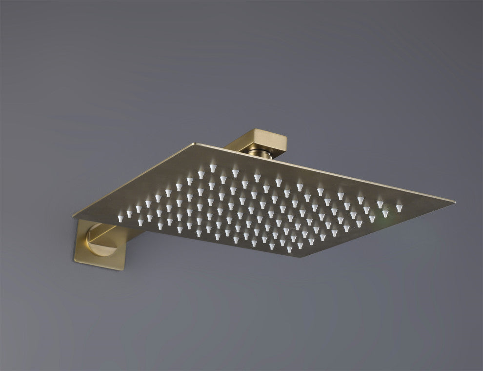 Brushed Gold Multifunctional Shower System 10" Stainless Steel Rain Shower Head