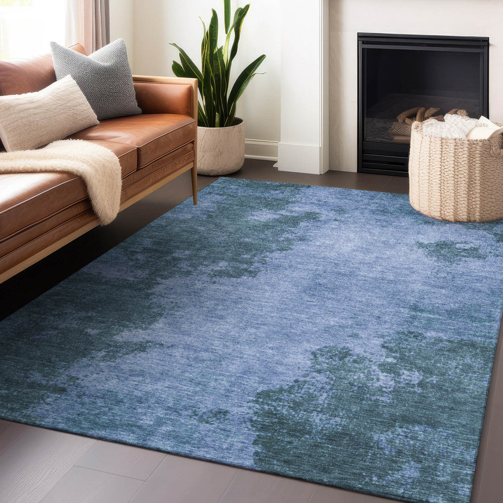 Machine Washable Indoor/Outdoor Chantille ACN1913 Denim 9' x 12' Rug