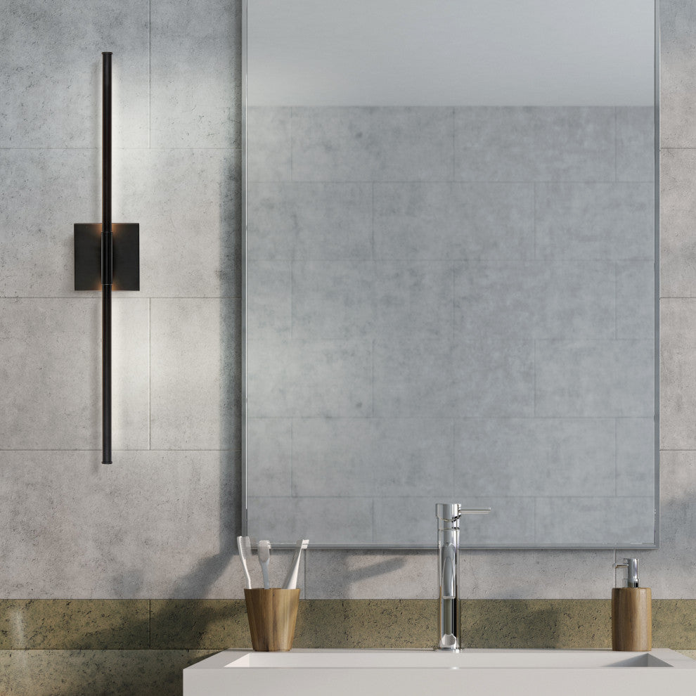 Makena 28" Dimmable Integrated Led Metal Wall Sconce, Black