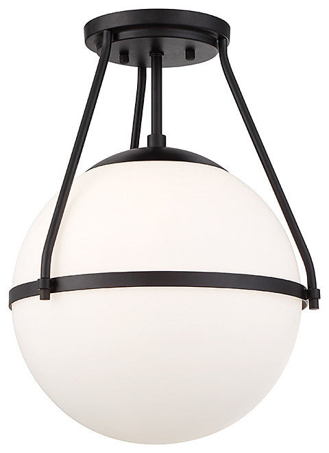 1-Light Semi-Flush Mount, Matte Black