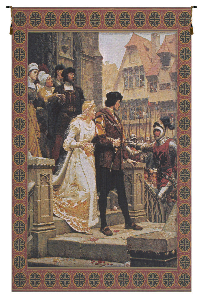 Call to Arms With Border Belgian Wall Tapestry