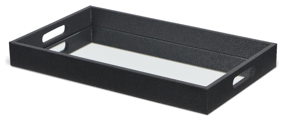 Bubble Mirrored Tray, Black, 15.75", Black