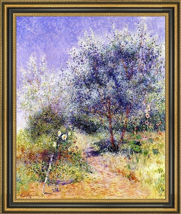 Ferdinand Du Puigaudeau Garden with White Rose Bush Framed Canvas Print, 20"x25"