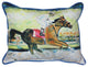 Pair of Betsy Drake Racing Horse Large Indoor/Outdoor Pillows 16x20