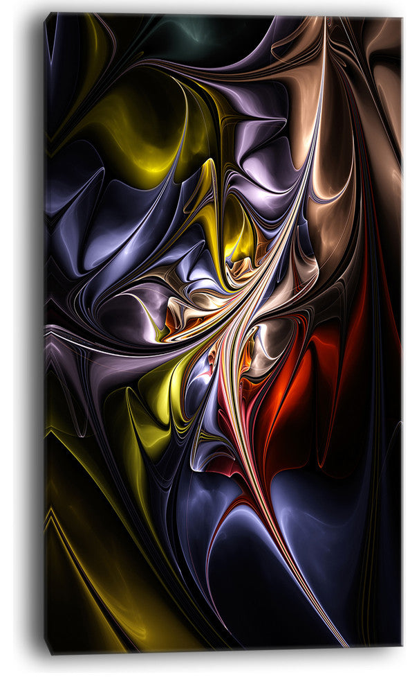 "Multicolored Stained Floral Shapes" Floral Wall Art Canvas, 20"x40"