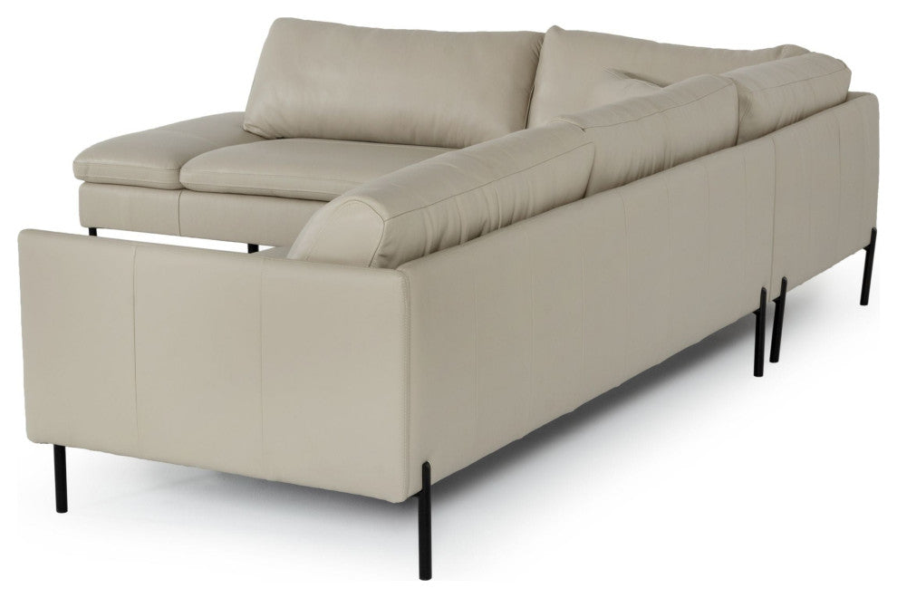 Divani Casa Sherry Modern Grey Leather Sectional Sofa, Left Facing Chaise