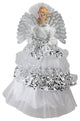 Lighted Battery Operated Fiber Optic Angel Sequined Gown Christmas Tree Topper