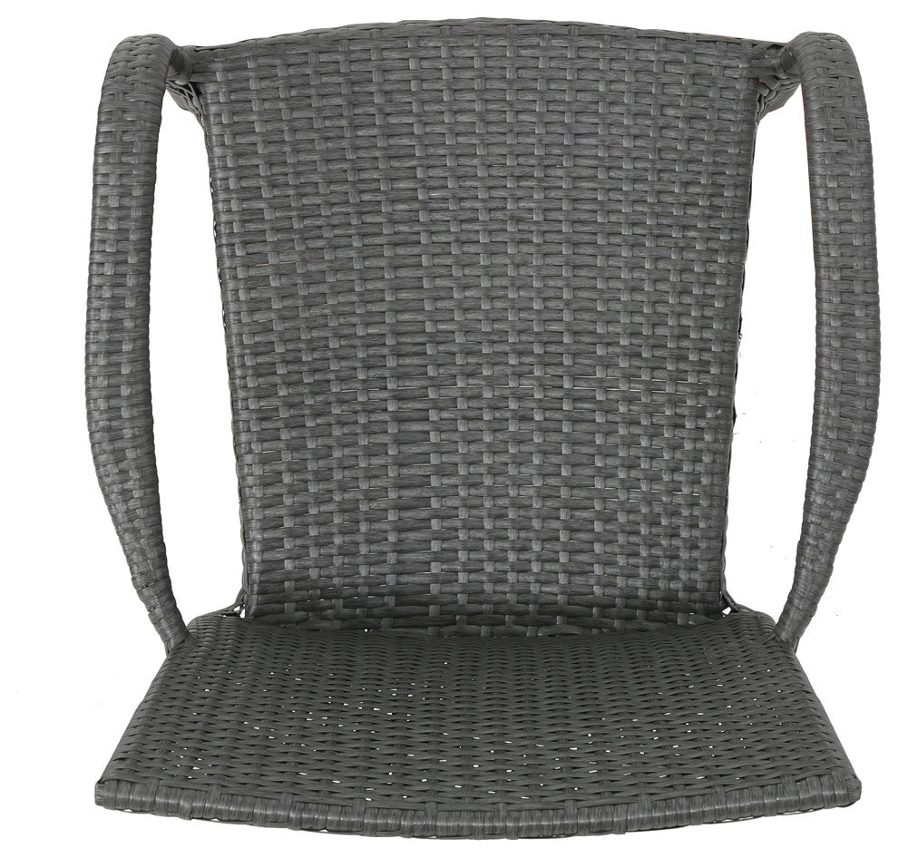 GDF Studio Sultana Outdoor Gray Wicker Stackable Club Chairs, Set of 2