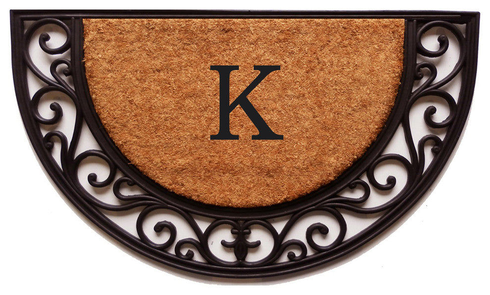 Plantation Arch Monogram Doormat 18"x30", Letter K